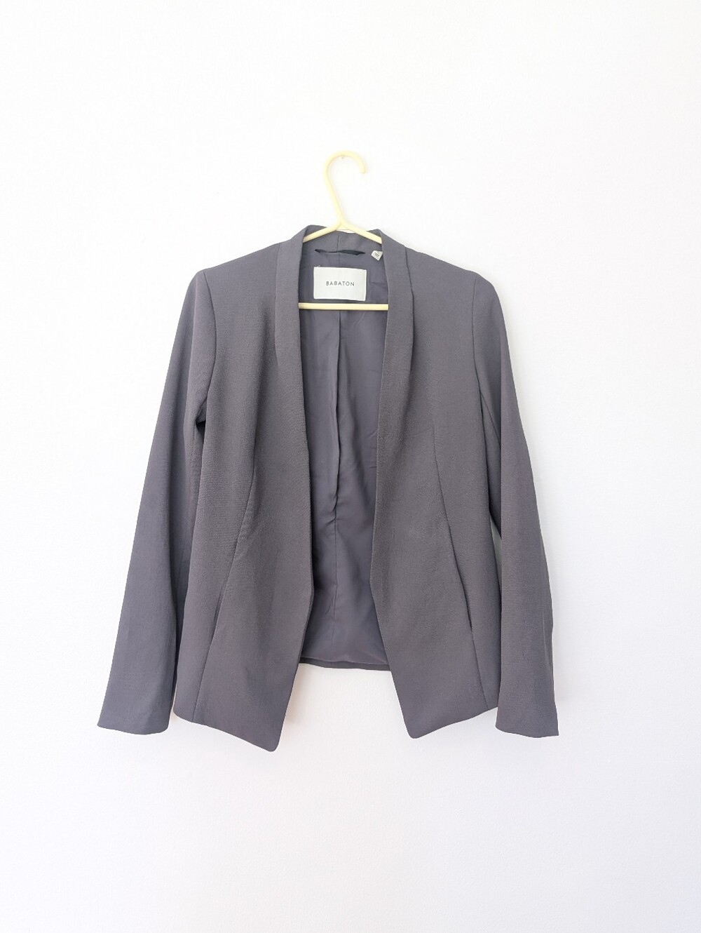 ARITZIA Babaton Power Blazer Open Front Draped Jacket Slate Charcoal Grey Chic 0